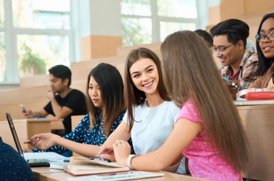 smiling-students-talking